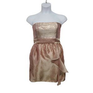 Calvin Klein Womens 6 Sequin Organza Cocktail Dress Champagne Gold